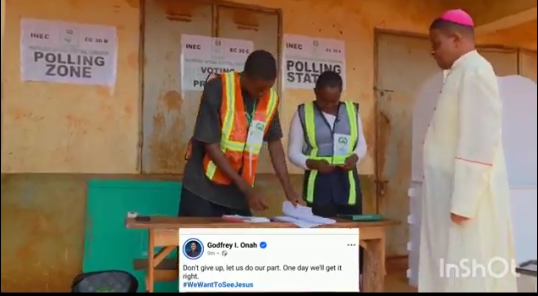 VOICE OF HOPE: Bishop Godfrey Onah Casts Ballot in Enugu North Bye-Election, Condemns Mass Voter Disenfranchisement and Low Turnout Caused by State-Sponsored Lockdown