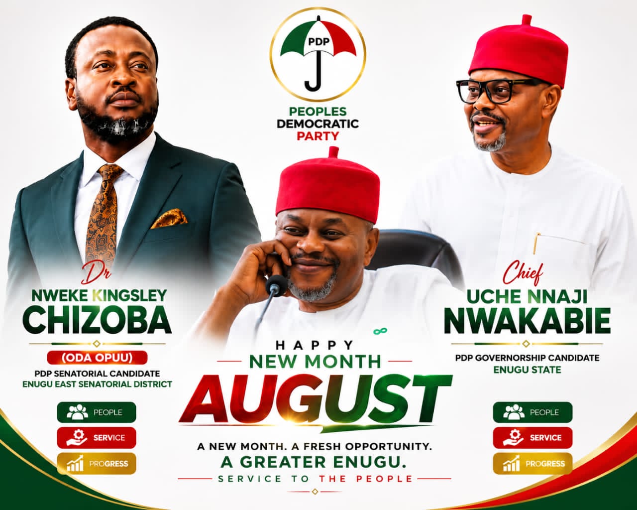 "AUGUST OF HOPE AND RENEWED PURPOSE": PDP LEADERSHIP EXTENDS WARM NEW MONTH GREETINGS TO NDI ENUGU