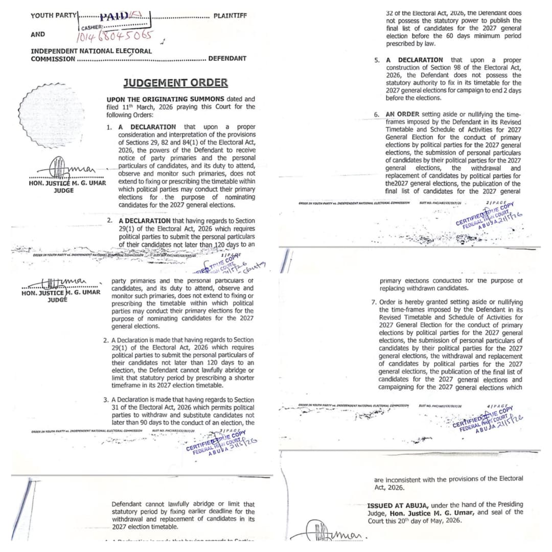 FCT High Court Delivers Landmark Judgment on INEC Timelines Ahead of 2027 Elections