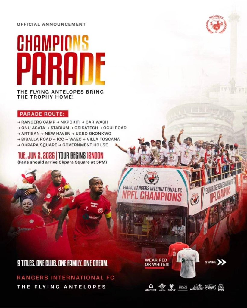 Enugu Rangers Shift Championship Parade to June 2 as Debate Emerges Over May 30 Biafra Day Observance