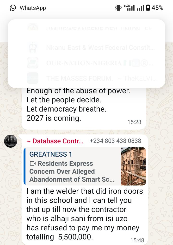 Outrage in Enugu: Welder Cries Out Over Unpaid ₦5.5M as Residents Lament Abandonment of Igbo-Etiti Smart School Project