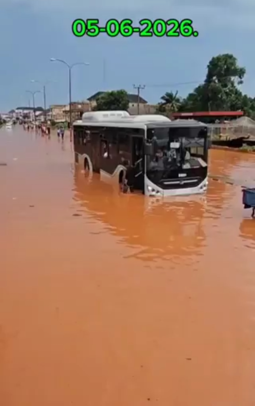 "Tomorrow is Here" Stuck in Mud: Commuters Mock Gov Mbah as State CNG Bus Breaks Down in Nsukka Flood