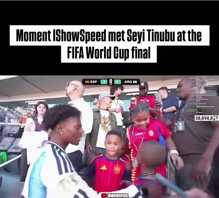 IShowSpeed Meets Seyi Tinubu at FIFA World Cup Final, Shares Heartwarming Moment with His Children