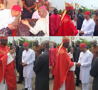 Chief Uche Nnaji Celebrates Feast of Pentecost with Bishop Onaga, Catholic Faithful in Enugu