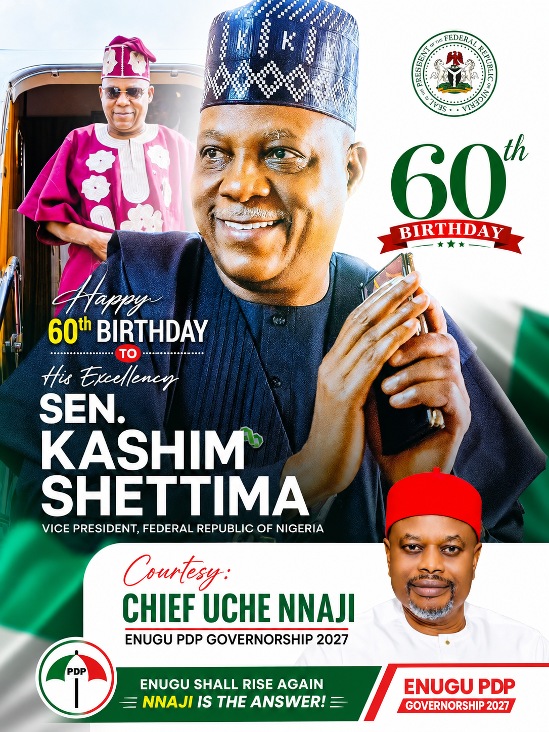 Celebrating Six Decades of Distinguished Service: Chief Uche Nnaji Felicitates Vice President Kashim Shettima at 60