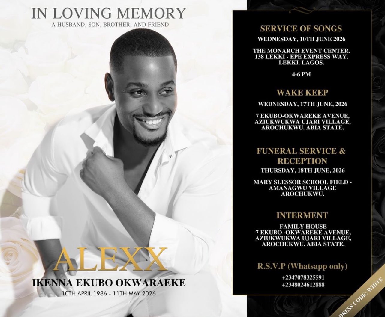 Family Announces Funeral Arrangements for Late Alex Ekubo