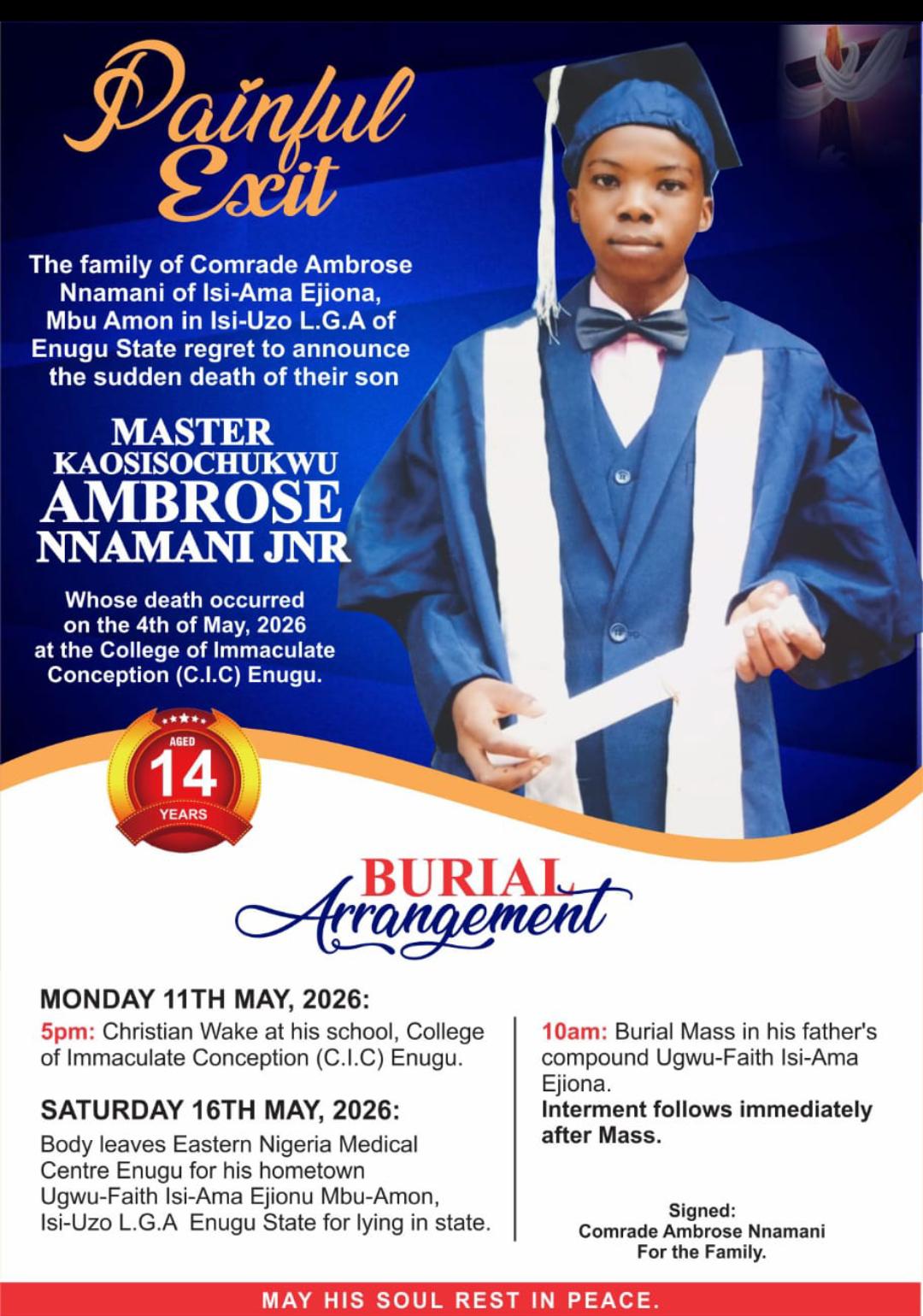 Concerns Mount as CIC Enugu Yet to Issue Official Statement on Death of Student After Reservoir Incident
