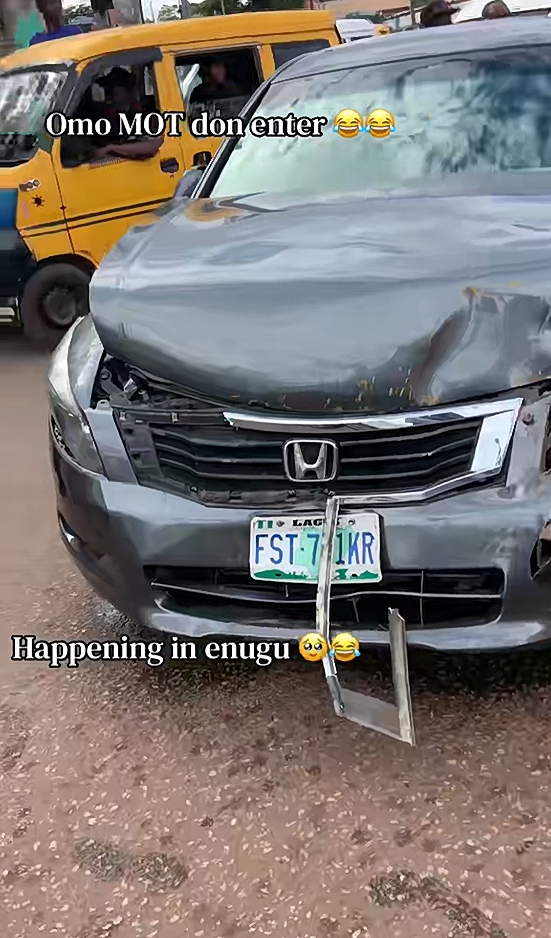 Outrage In Enugu As MOT Enforcement Incident Leaves Private Vehicle Heavily Damaged